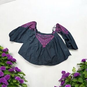 FreePeople,Woman,Blouse,Indian ,Removable,Long sleeves,Fabric,square neckline!